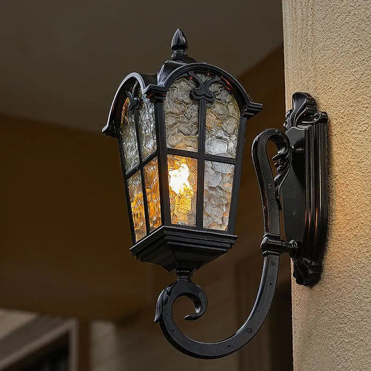 American Retro Outdoor Waterproof Wall Lamp Black Balcony Corridor Aisle Courtyard Exterior Wall Villa Gate Garden LED Lamp