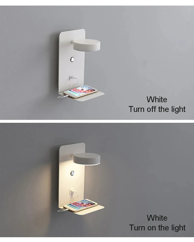 Led Wall Lamp Modern Simplicity Interior Wall Light Bedroom Night Lamp Bedside Lamp LED Light with Usb Mobile Phone Charging