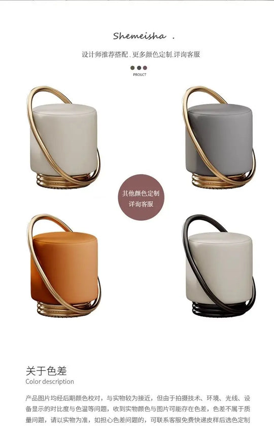 Dressing Table, Stool, Home Living Room Coffee Table, Simple Bedroom Makeup Sofa, Nordic Modern Light Luxury Round Dressing