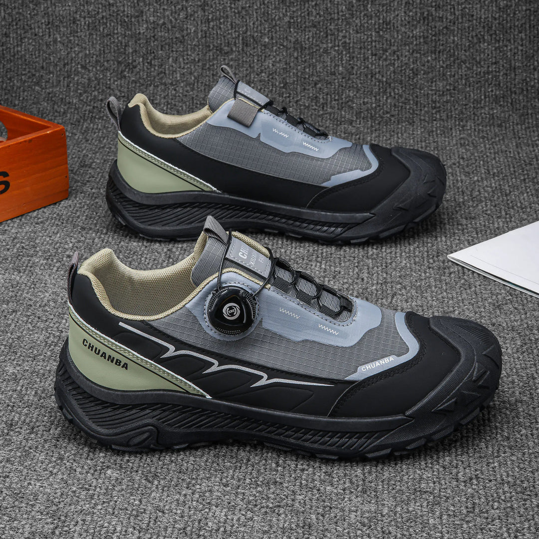 Men's low top hiking shoes, outdoor sports shoes, breathable, anti slip, wear-resistant, rotating buckle hiking shoes