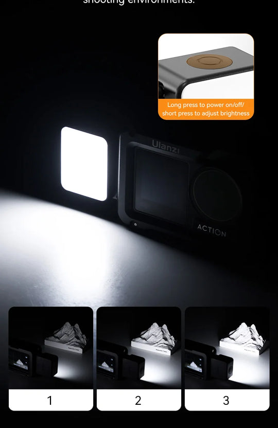 Ulanzi LM18 Led Video Fill Light IPX5 Waterproof  Magnetic 5600K for DJI Osmo Action 5/4/3 & Pocket 3 Action Camera Accessories