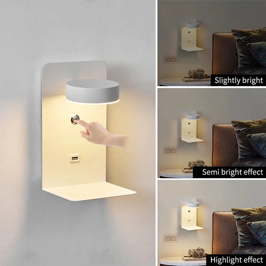 Led Wall Lamp Modern Simplicity Interior Wall Light Bedroom Night Lamp Bedside Lamp LED Light with Usb Mobile Phone Charging