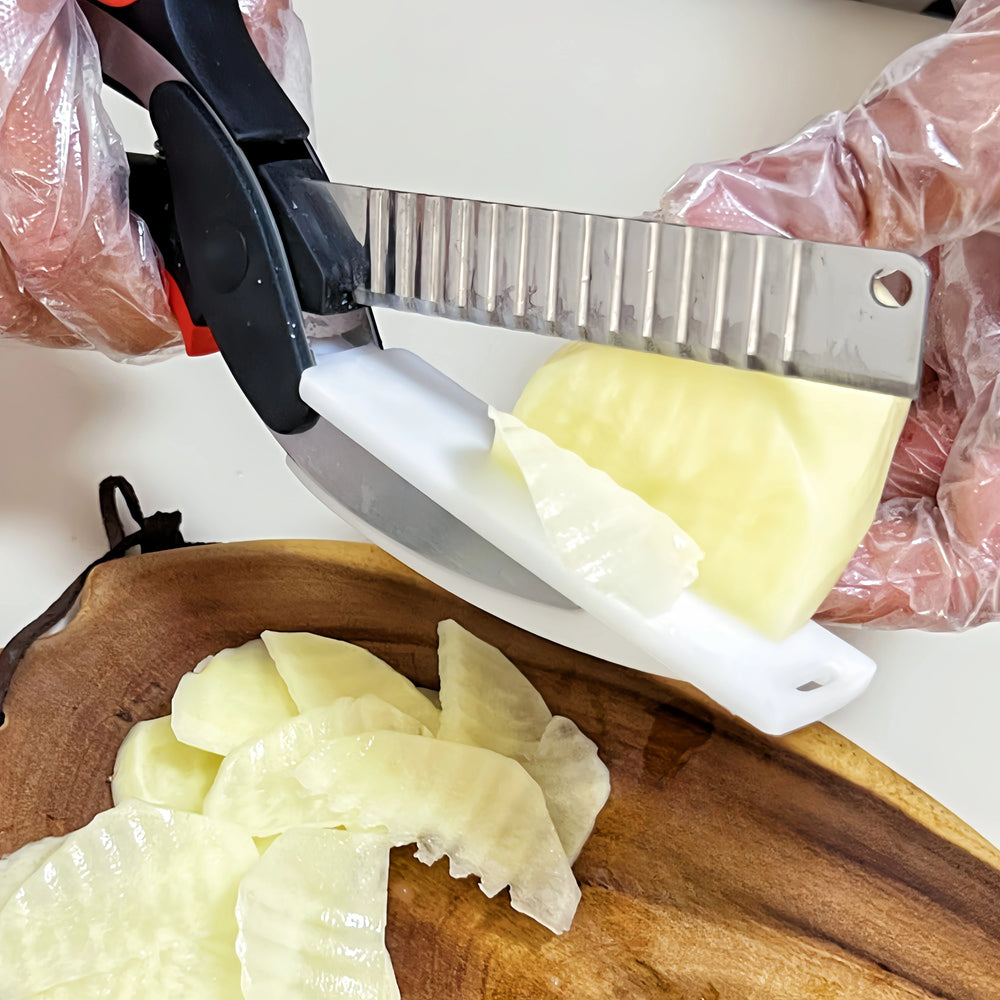 Multifunctional Separable Kitchen Knife, Cutting Board & Wavy Scissors