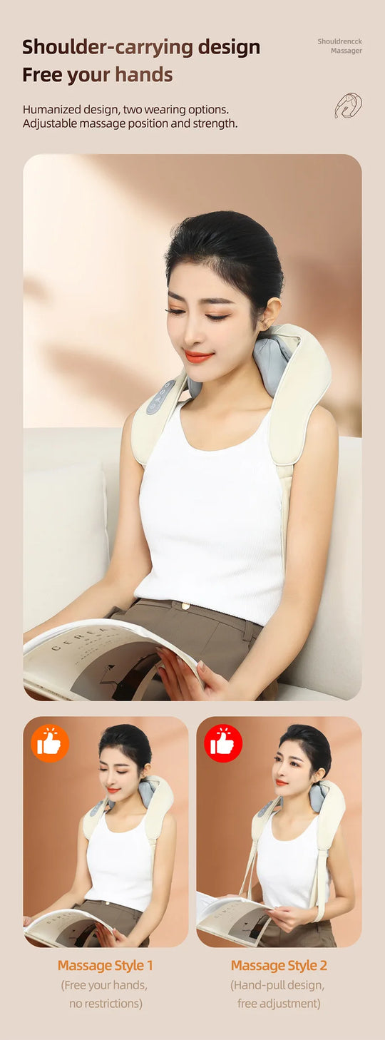 Neck Massager, Cordless Shiatsu Shoulder Back Massager with Soothing Heat, Electric Deep Tissue, for Neck,Waist, Traps, Back