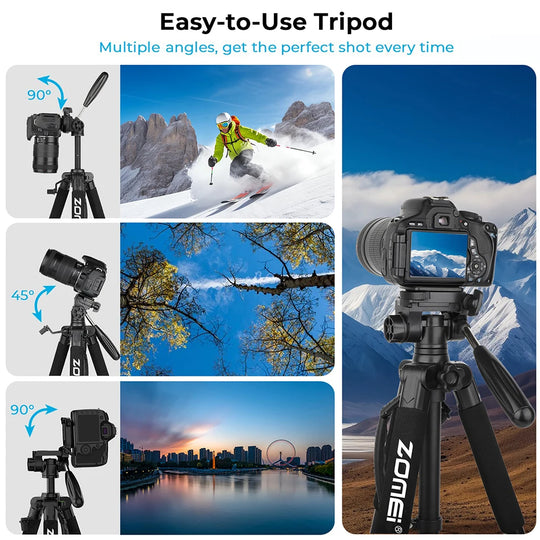 DSLR & Video Camera Stand with Phone Holder for Phones and Cameras