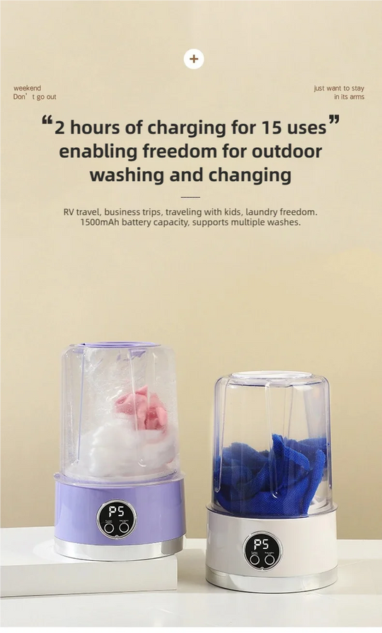 Cordless 1L Mini Washer USB Rechargeable 3000mAh 2-Speed Portable For Travel Socks Underwear Clothes Washing Cups