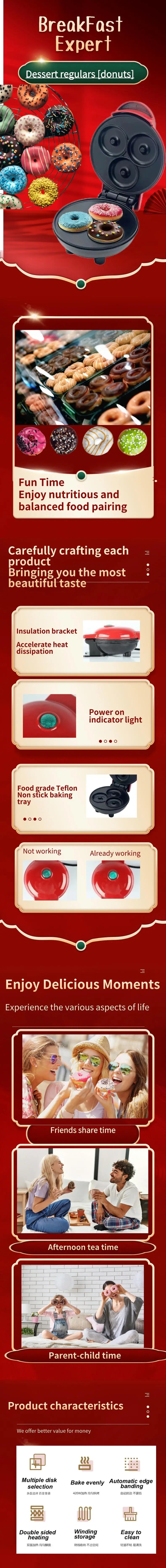 MOCATT 3-Hole Donut Maker, Food Processing Machine,Breakfast, Baking, Dessert, Cake, Kitchen Small Appliances