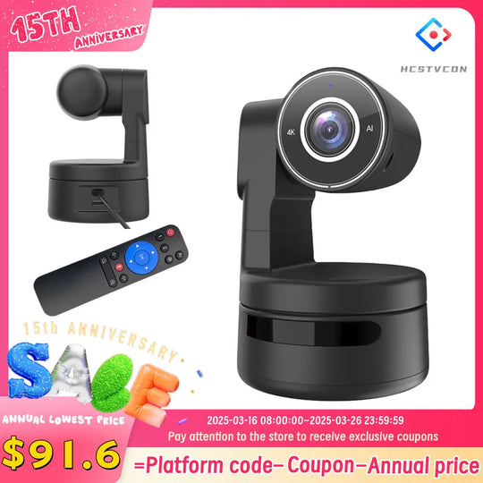 4K PTZ Webcam with AI Framing