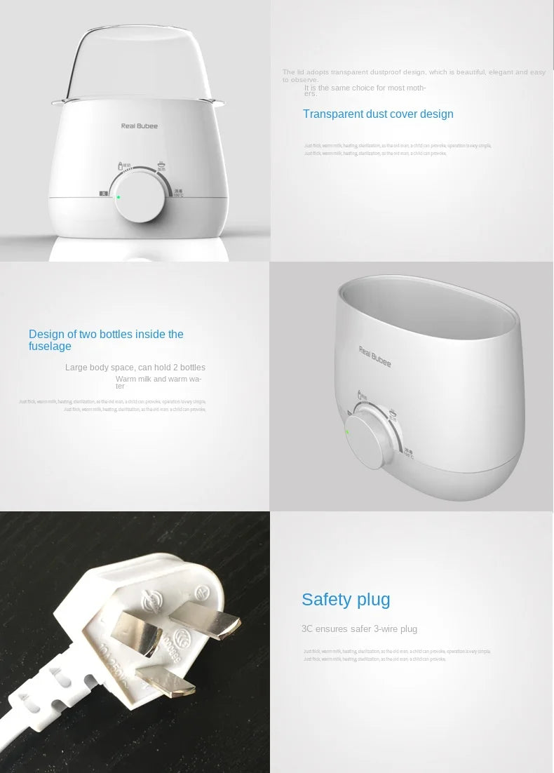 Baby Bottles Milk Warmer Food Heater Steam Sterilizer 5-Minute Fast Warming Precise Temperature Control Double Milk Warmer