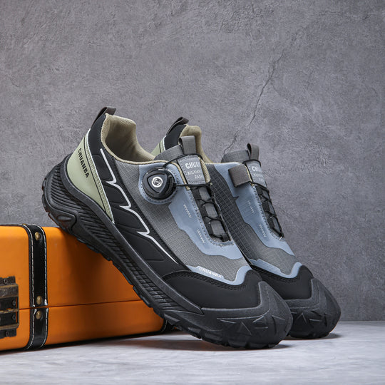 Men's low top hiking shoes, outdoor sports shoes, breathable, anti slip, wear-resistant, rotating buckle hiking shoes