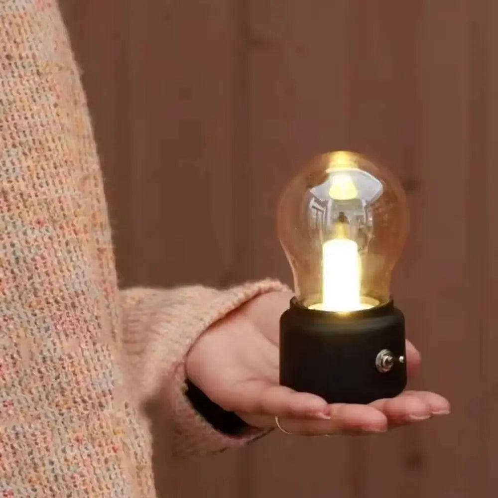 Simple Glass Lampshade Night Light Cordless Operation Eye Care Light Desk Lamp Decorative Bulb LED Atmosphere Lamp Bedside