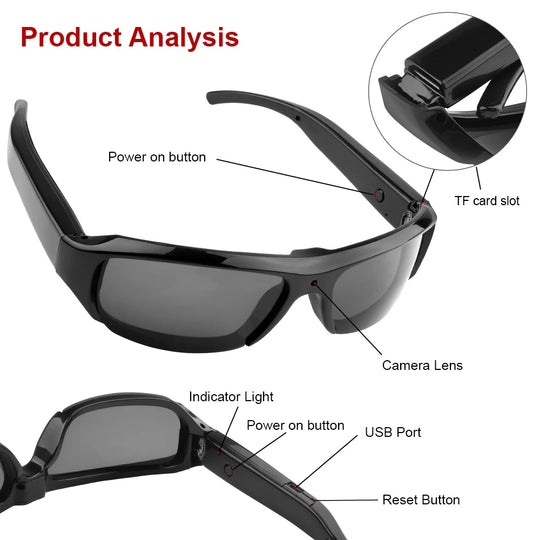 Portable 1080P HD Mini Glasses Camera Video Recorder Wearable Sunglasses Camera Outdoor Sports DV DVR Surveillance Camcorder