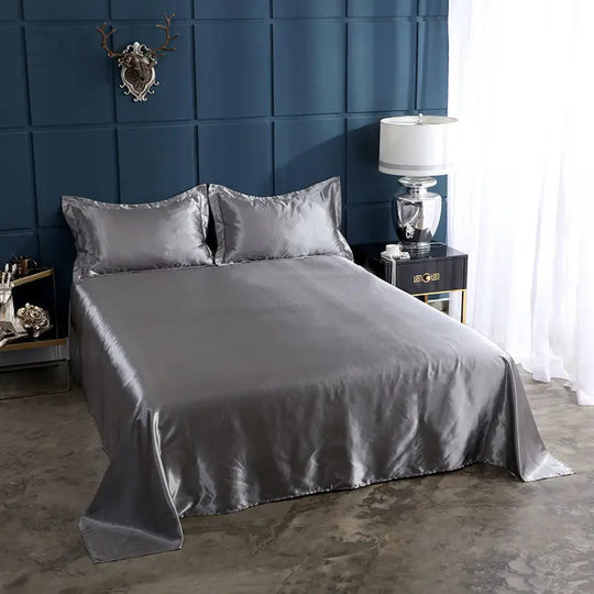 High End Rayon Queen Size Bed Sheet Set Luxury Solid Satin Silky Bedsheet Set High Quality Single Double Sheets No Pillowcase