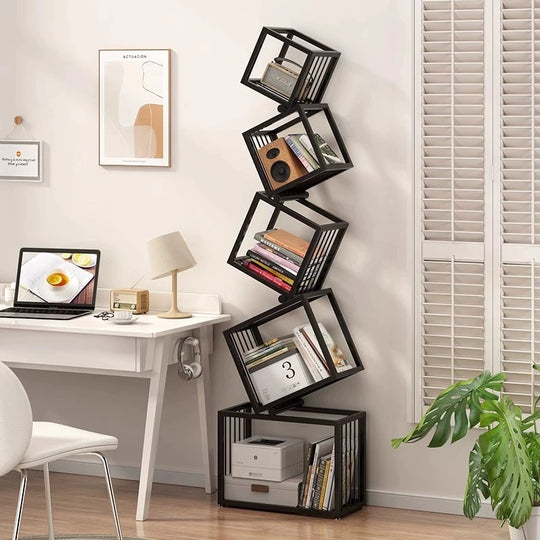 5-Layer Foldable Grid Bookshelf