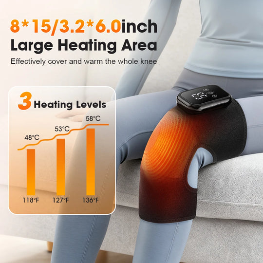 Electric Heating Shoulder Knee Massager with 3 Levels Vibration Muscle Relax Belt for Arm Enlarge Size for Shoulder