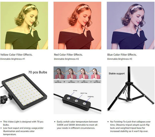 LED Video Light Camera Photography Lighting Kit