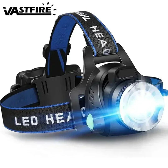 Super Bright Powerful LED Fishing Headlamp Telescopic Zoom 3 Lighting Modes Rechargeable  Flashlight Camping Bicycle Torch