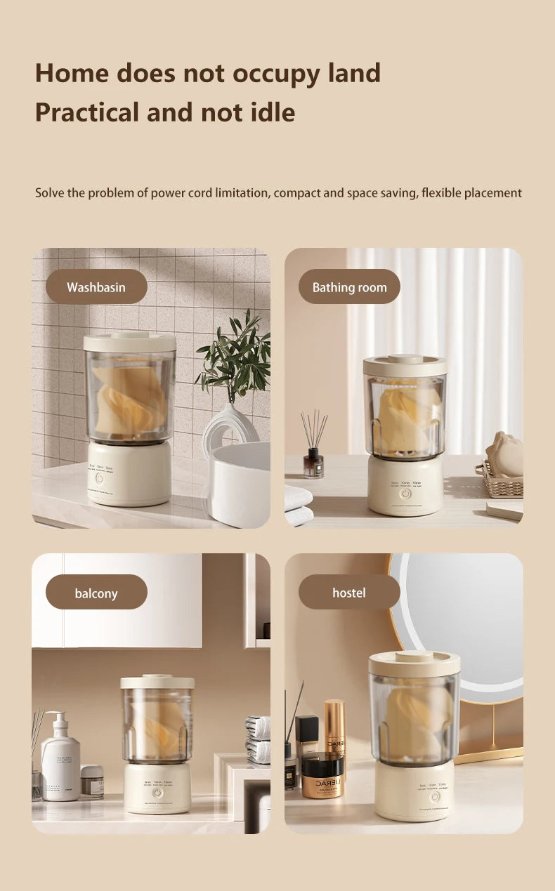 Mini Washer Underwear&Socks Makeup Brush Cleaner Washer Rechargeable Wireless Portable for Travel/Home/Dormit