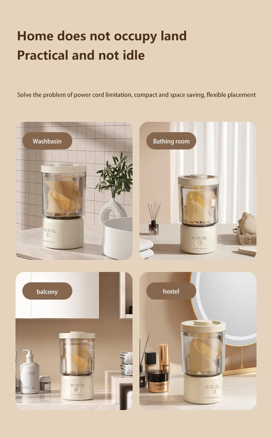 Mini Washer Underwear&Socks Makeup Brush Cleaner Washer Rechargeable Wireless Portable for Travel/Home/Dormit