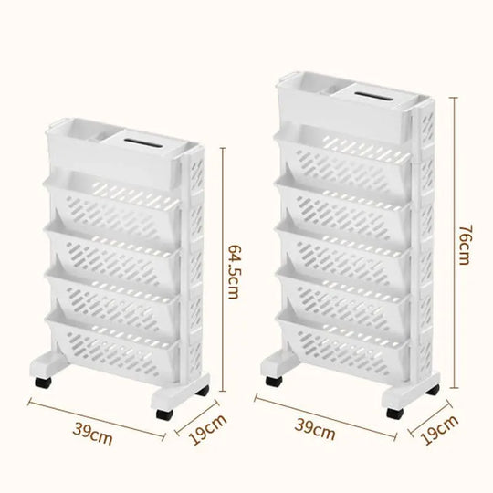 Simple Movable Book Shelf on Wheels 5/6 Layers Bookshelf Movable Floor Small Cart Book Storage Shelf Pen Holder Office Supplies