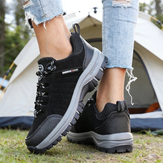 Suede Leather Women Hiking Shoes All-terrain Sneakers Breathable Wear-resistant Mesh Non-slip Hiking Shoes Outdoor Cycling Shoes