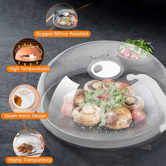 Large Microwave Splatter Cover BPA Free Microwave Oven Plate Food Cover Guard Lid with Adjustable Steam Vents Dishwasher Safe
