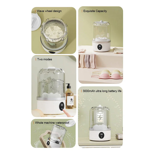 Mini Washing Machine Portable Washer Underwear Washer Rechargeable Automatic Laundry Cup Washing Machine Travel Home Dormitory