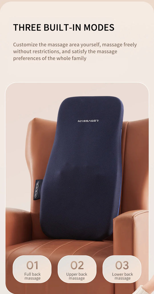 Shiatsu Neck and Back Massager with Heat Full Back Fixed Point Knead Rolling Ultra Slim Massage Cushion for Home Office Seat Use