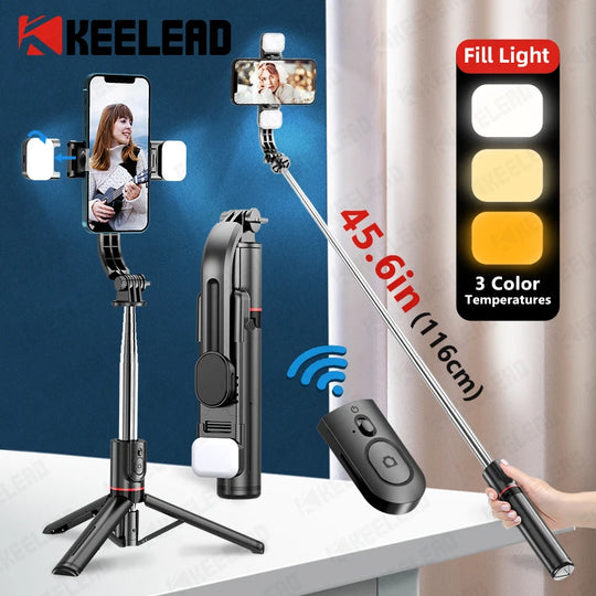 Wireless Bluetooth Double Fill Light Tripod with Remote Shutter for Android & iOS Smartphones