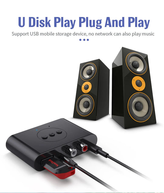 Bluetooth 5.2 Audio Receiver NFC U Disk RCA 3.5mm AUX USB Stereo Music Wireless Adapter With Mic For Car Kit Speaker Amplifier