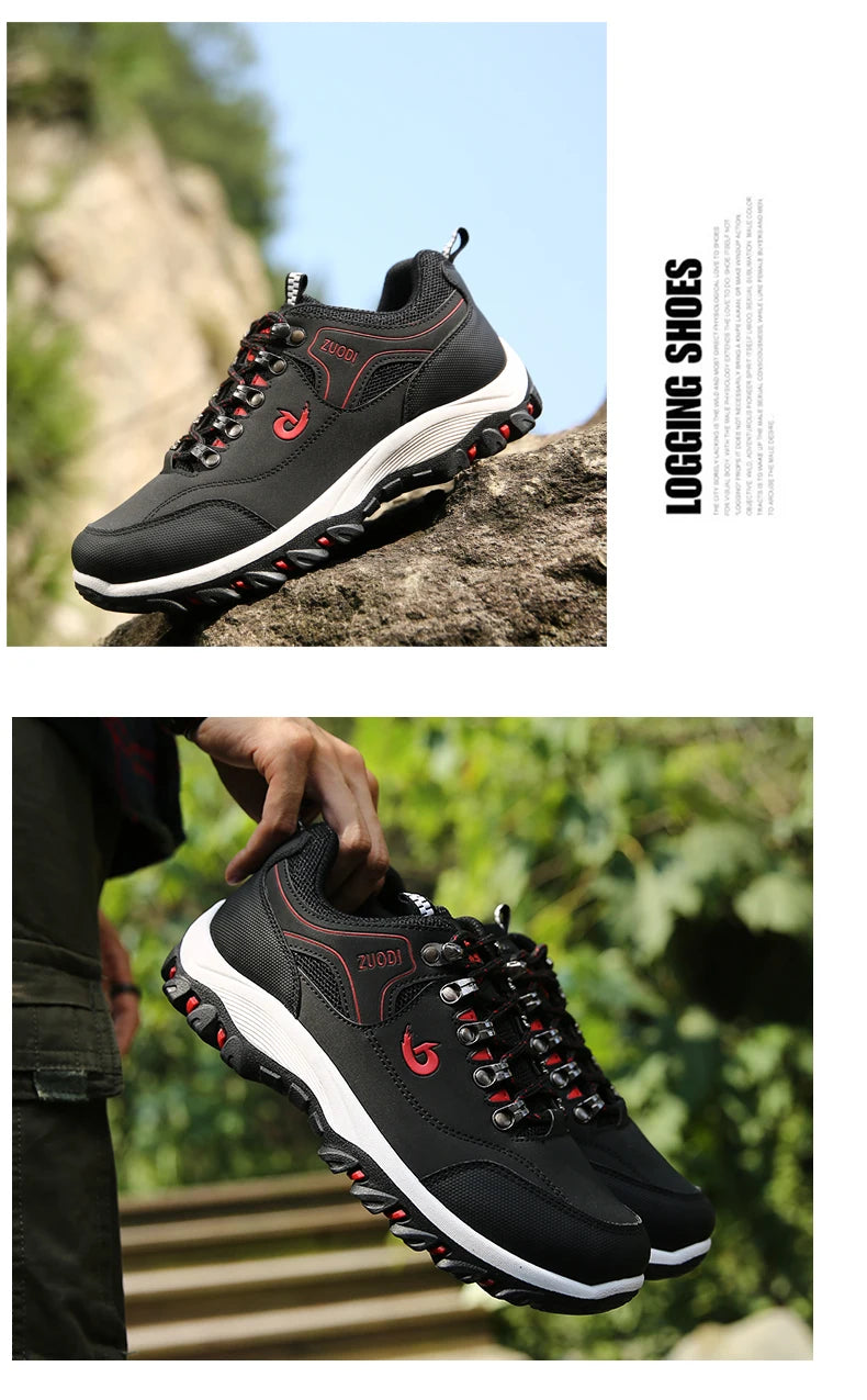 Casuals Men Shoes Summer Breathable Hiking Walking Sneakers Outdoor Ultralight Leather Slip-on Climbing Trekking Sneakers 2026