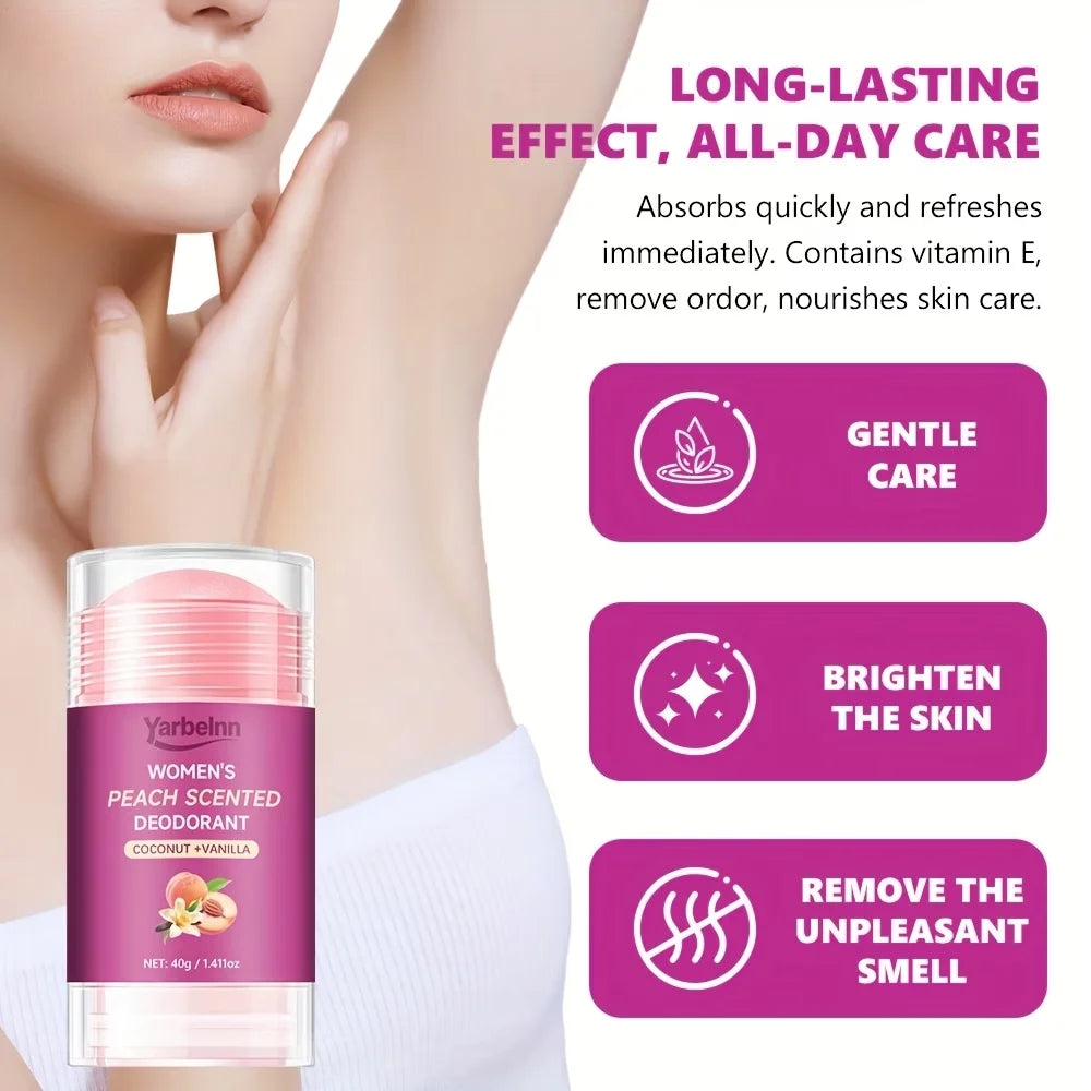 peach Deodorant set - 72H Freshness, Aluminum-Free, Sweet Scent for Women, School Safe for Sensitive Refreshing and non-greasy
