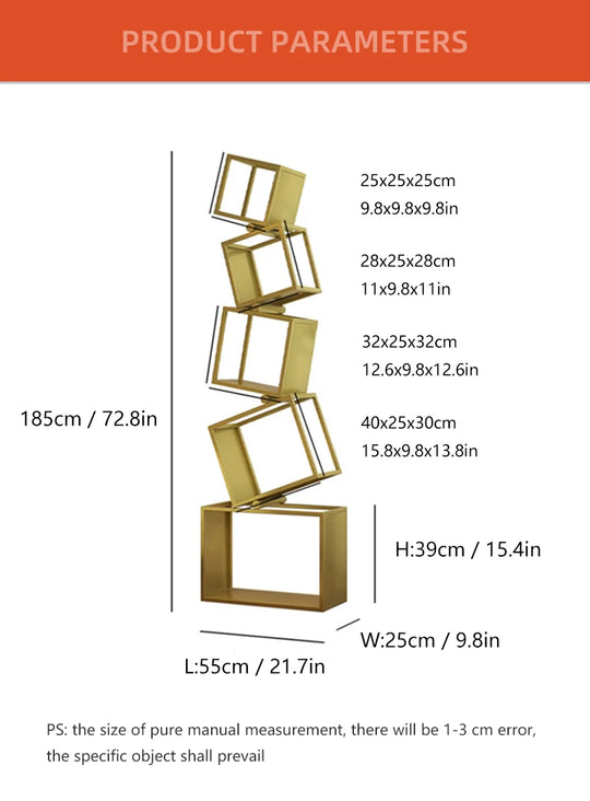 5-Layer Foldable Grid Bookshelf