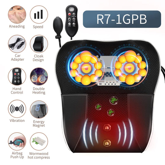 Jinkairui Electric Shiatsu Head Neck Cervical Ttraction Body Massager Car Back Pillow with Heating Vibrating Massage Device - Jscomfortzstore