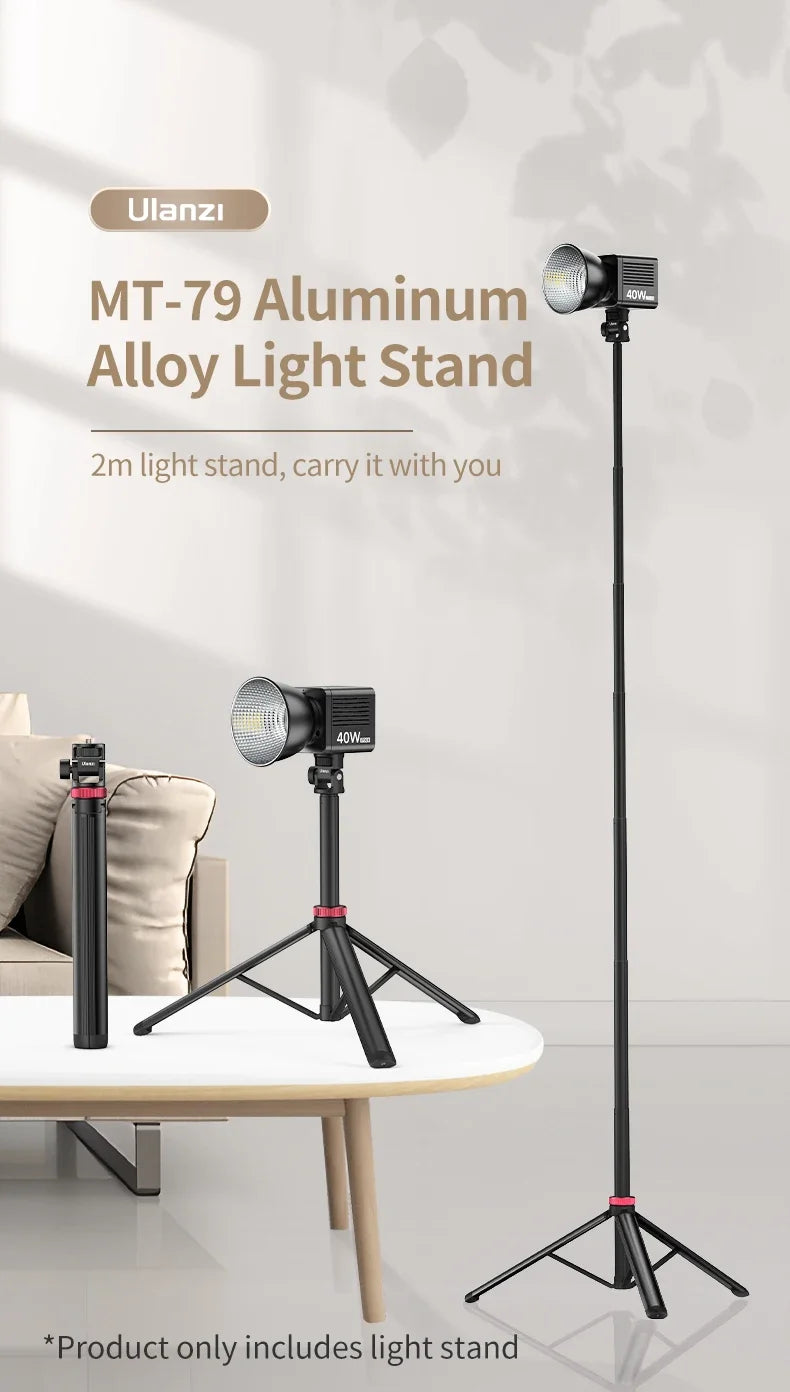 Ulanzi MT-79 2M Portable Universal Tripod Aluminum Alloy Lamp Holder Support LT028 Fill Light Lightweight Camera Action Camera