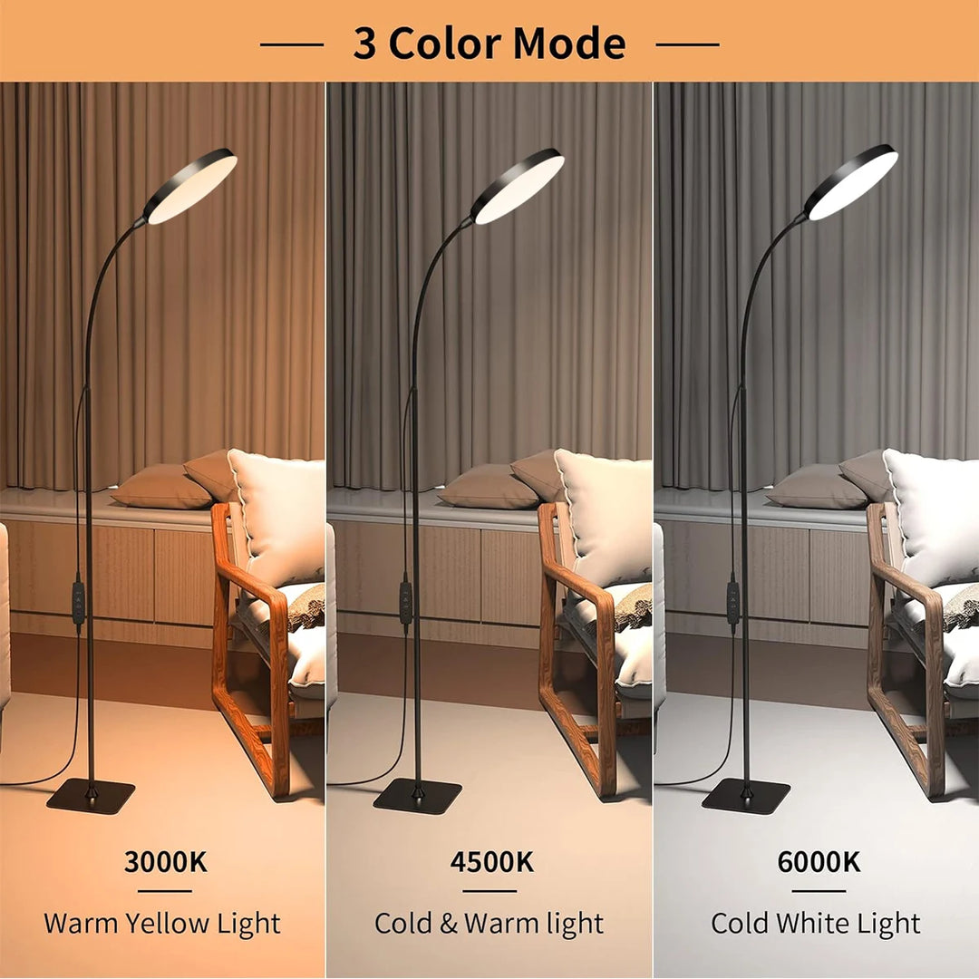 LED Floor Lamp Bright Tall Standing Lamp with 4 Brightness Levels 4 Color Temperatures Adjustable Gooseneck Standard Lamp