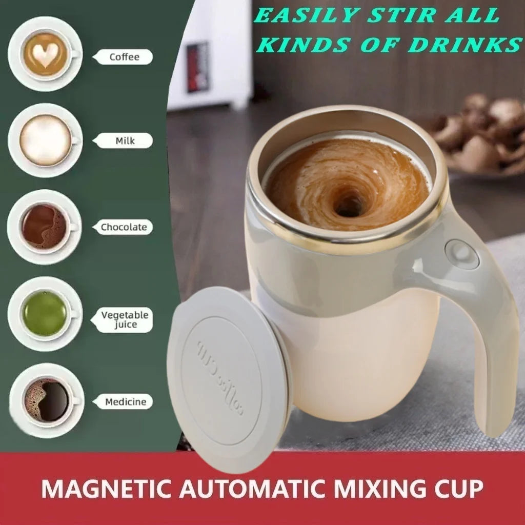 Automatic Mixing Cup 380ml Portable Rechargeable Electric Stirring Stainless Steel Magnetic Rotating Blender Stirring Cup