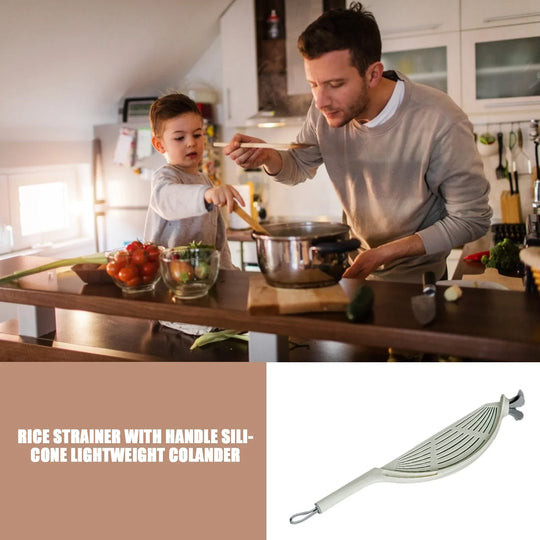 Plastic Crescent Pot Strainer with Silicone Handle