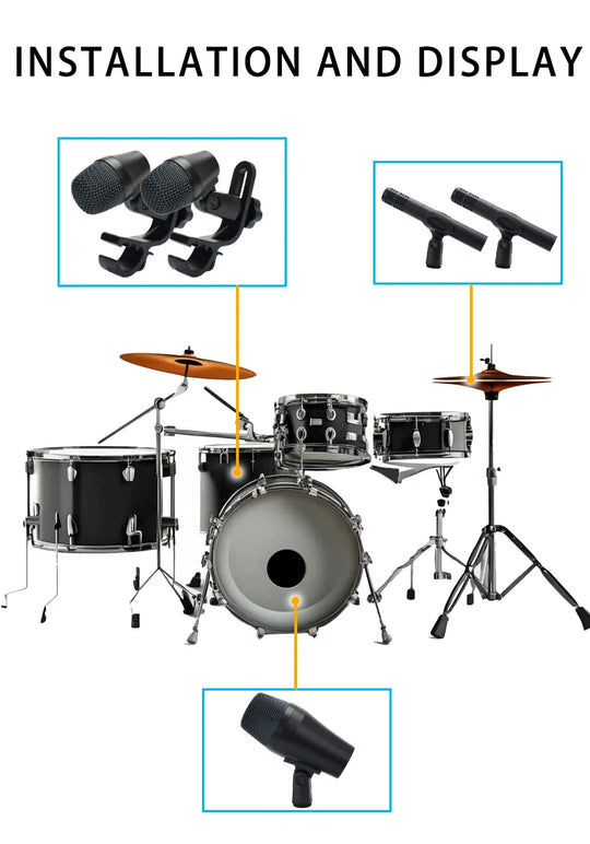 914 drum microphone, windproof cotton heart-shaped tubular condenser microphone, for live performances and studio recording