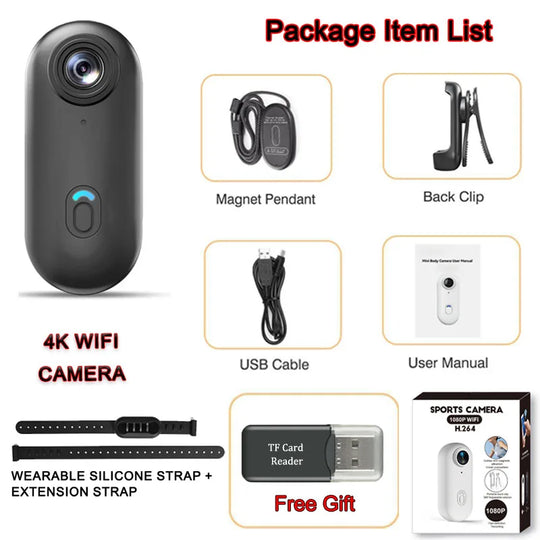 POV 4K Magnetic Body Cam Small Wireless Action Camera Magsafe Vlogging Recorder  YouTube Sports Ultra Portable Smart Pro Camera