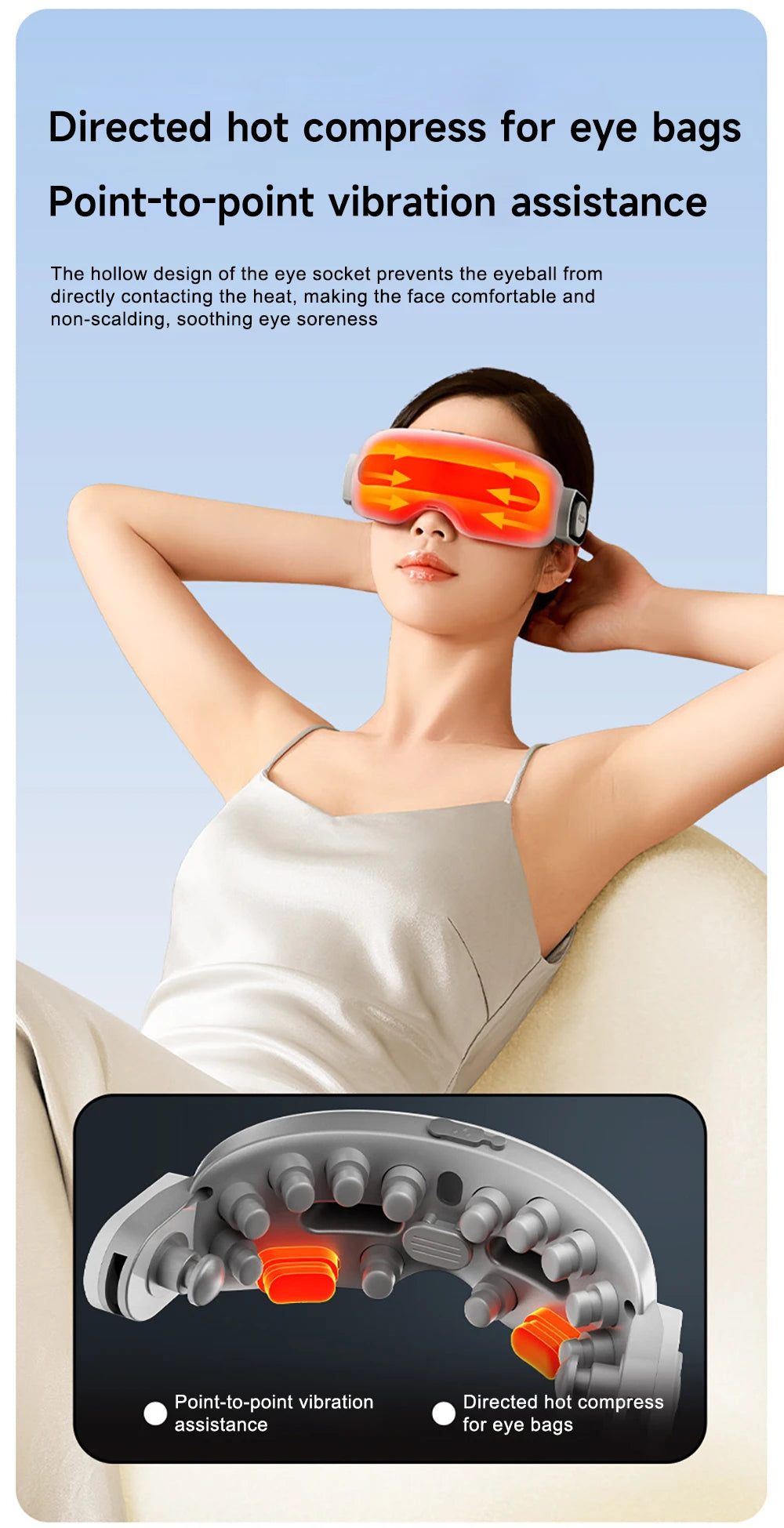 Eye Massager with Heat Smart Airbag Vibration Visible Eye Massage Hot Compress Bluetooth Music Eye Moistening Massager Device