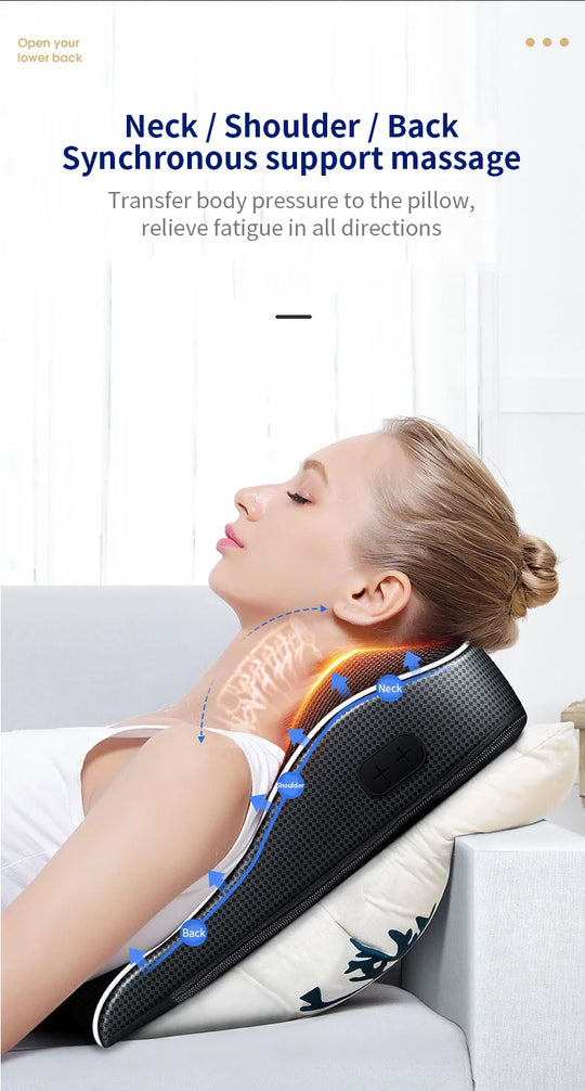 Jinkairui Electric Shiatsu Head Neck Cervical Ttraction Body Massager Car Back Pillow with Heating Vibrating Massage Device - Jscomfortzstore