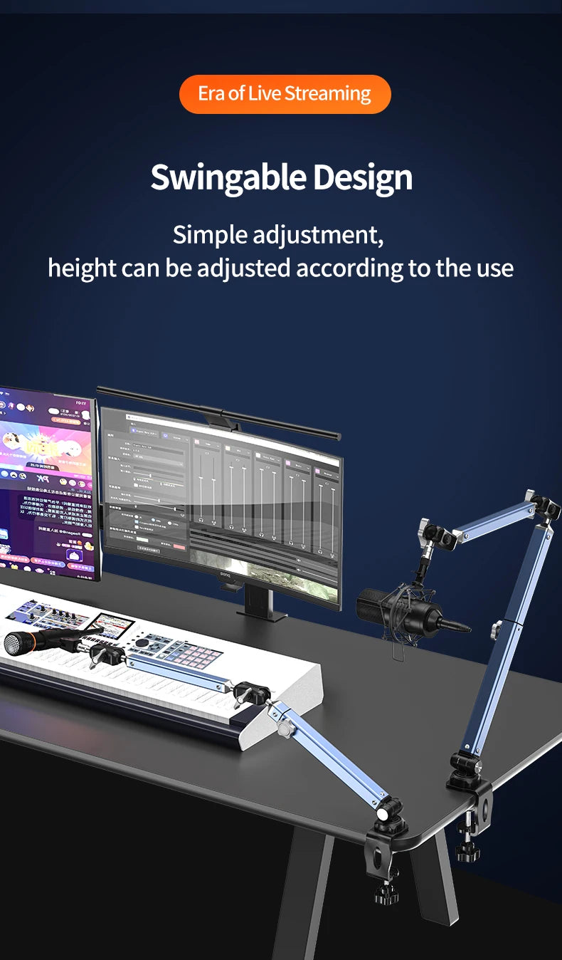 Mic Boom Arm Microphone Stand for Blue Yeti FIFINE AM8 K669B HyperX QuadCast SoloCast AT2020 Shure SM7B MV7 and Other Microphone