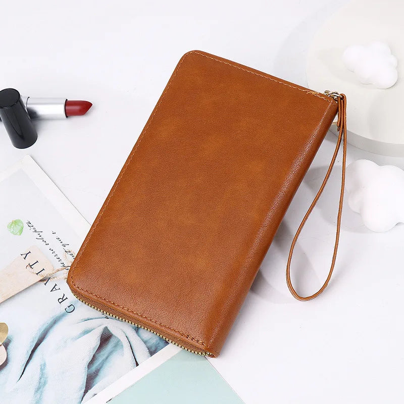 Unisex Men Women Zipper Travel Multi-Function Passport Holder Cover Case Wallet PU Leather Ticket Protective Travel Accessories