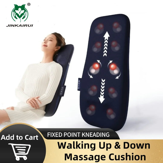 Shiatsu Neck and Back Massager with Heat Full Back Fixed Point Knead Rolling Ultra Slim Massage Cushion for Home Office Seat Use