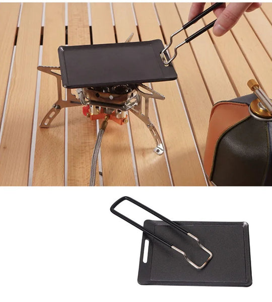 Small Camping Frying Pan Outdoor Mini Portable Grill Pan BBQ Baking Dish Pan Travel Hiking Picnic Camping Cookware Barbecue Tool
