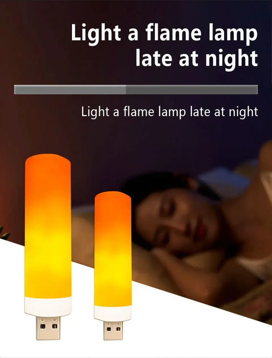 USB LED Night Lamp Simulated Flame Bulbs Night Light Flame Light Effect Bulbs Candle Lights Flickering Flameless Candles Decor