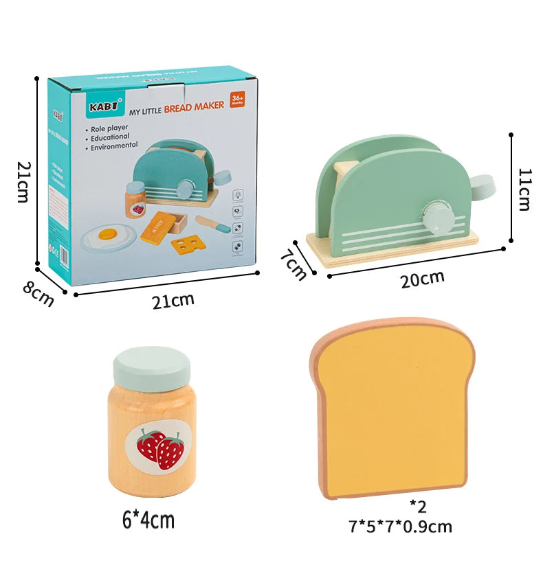 Bread Machine Baby Classic Kid Educational New Wooden Pretend Role Play House Kitchen Toy For Children Simulation Christmas gift