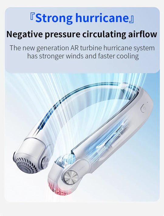 USB Rechargeable Rotor Neck Hanging Portable Fan Adjustable Bladeless Turbo Cooling for Dorm Home Outdoor Use
