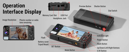 Digital Camera 4K 64MP Camera for Photography 270°Flip Screen Vlogging Camera Autofocus 18X Zoom Point and Shoot Digital Camera